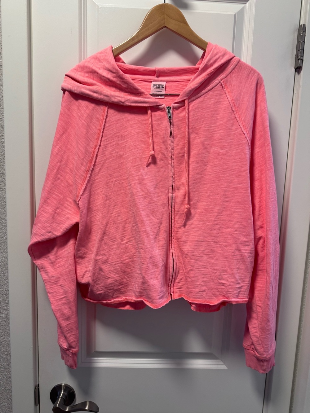 PINK Victoria's Secret Coral Pink zip up hoodie Top - Large